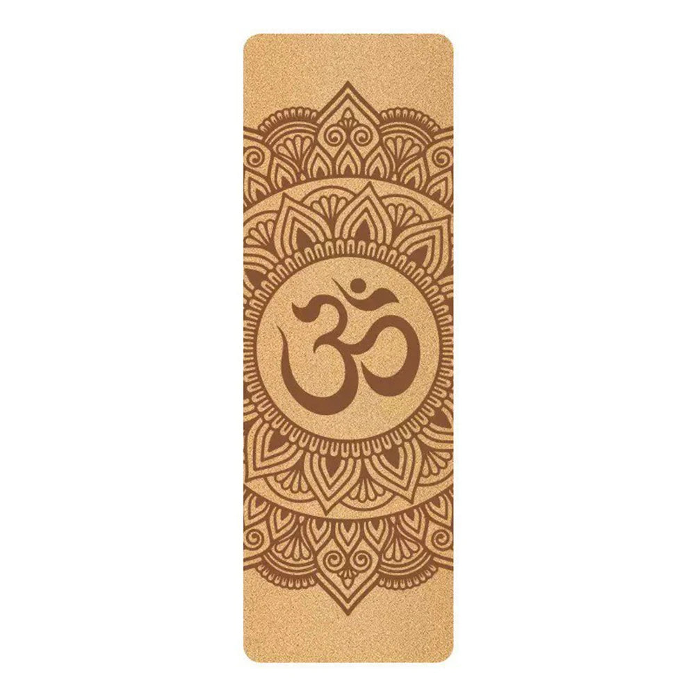 tapis yoga marron mandala om floral ethnique boho chic antidérapant écologique 183x58cm