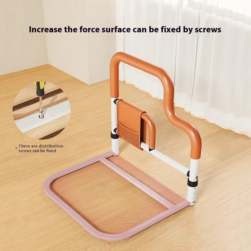 support lit canapé poignées compartiment téléphone orange moderne ergonomique tubes télescopiques anneaux fixations tissu