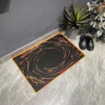 tapis sol moderne spirales lumineuses noir orange chambre salon salle bainextérieur