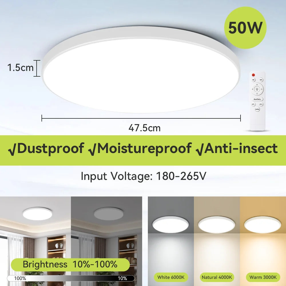 lampe led blanc moderne télécommande couleurs réglable ip44 étanche salon salle bain