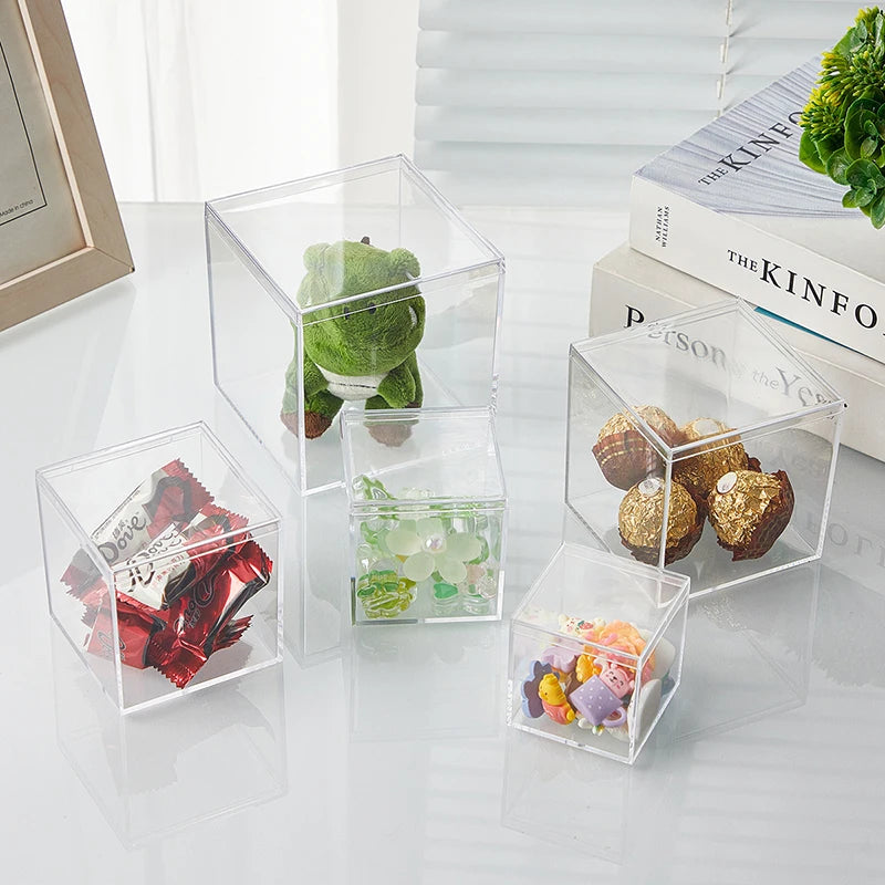 boîtes bijoux transparentes modernes boîtes rangement acrylique conteneurs stockage sans motif sacs bonbons