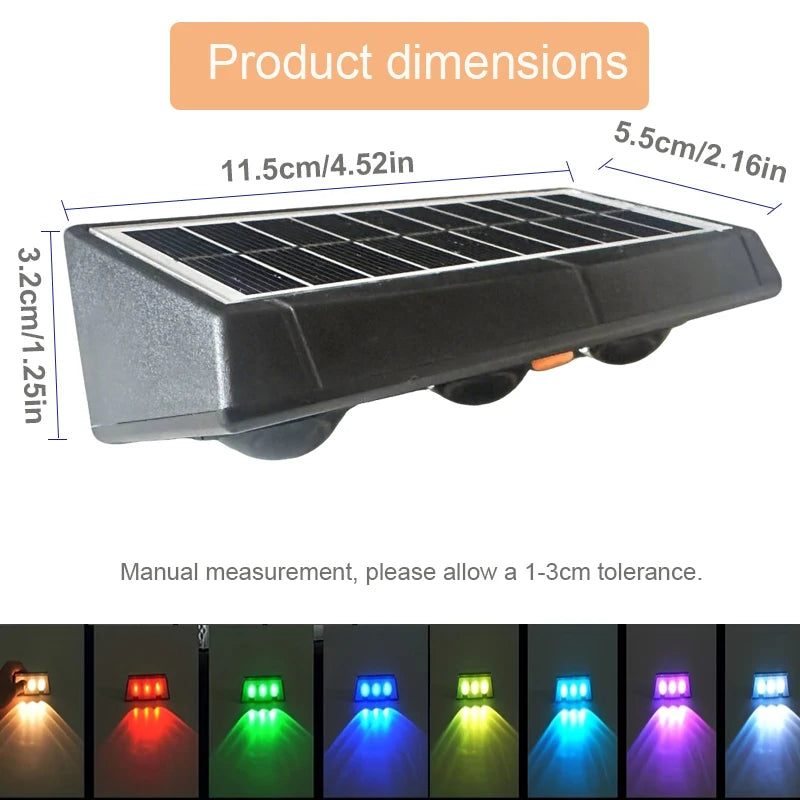 lampe solaire murale noire led rgb ip65 moderne extérieure jardin autoinstallation vis