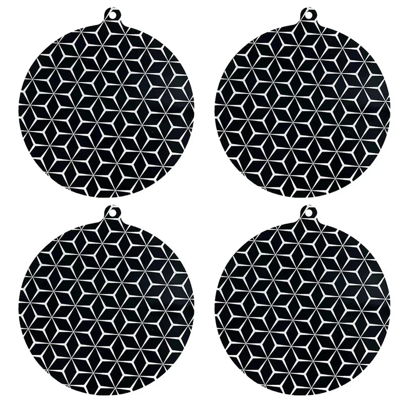 tapis protection poignées casserole moderne noir blanc losange 22cm diamètre pièces okoils