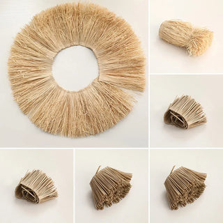 décoration murale bohème franges paille naturelle tons clairs bordure artisanale