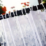 rideau douche transparent géométrique moderne pvc paillettes blanc argenté tringle noire anneaux crochets