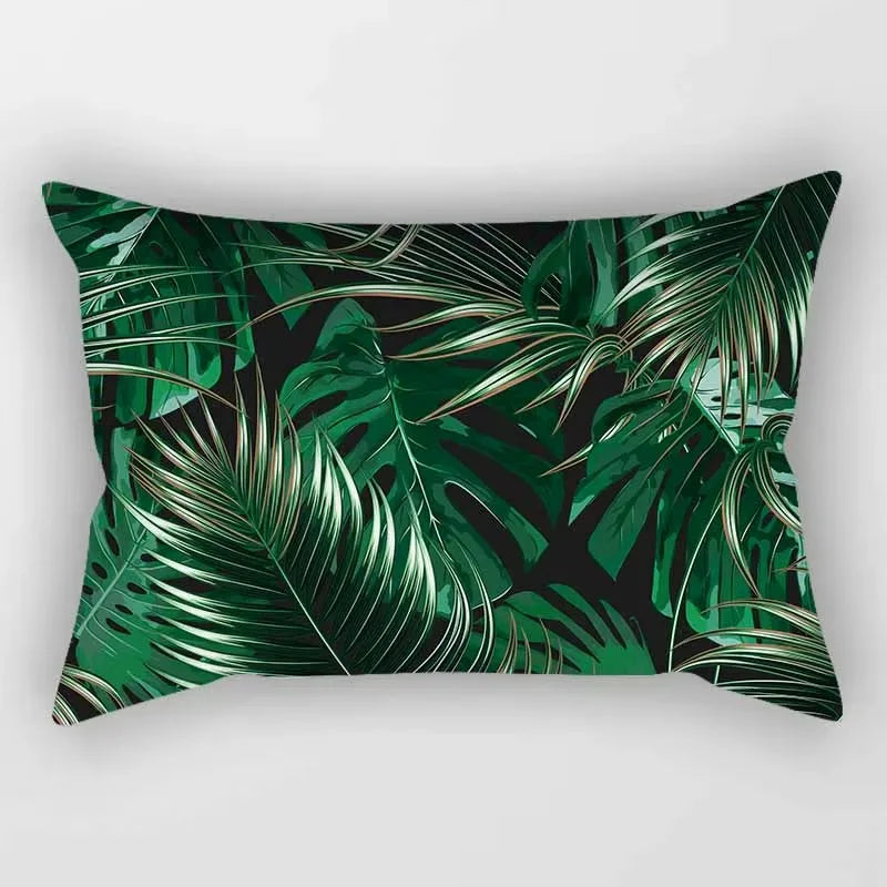 coussin rectangulaire décoratif motif feuilles tropicales fleurs papillons moderne chambre salon maison 30x50cm