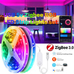 ruban led rgb multicolore adhésif contrôleur zigbee hub wifi câble usb moderne technologie