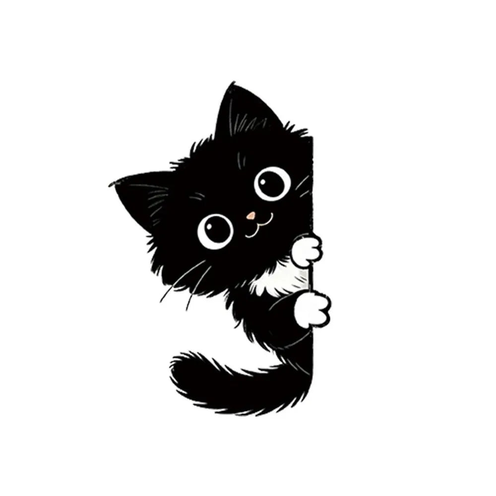sticker mural chaton noir yeux lumineux cartoon adhésif pvc chambre noire décoration mur opaque