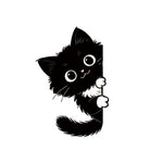 sticker mural chaton noir yeux lumineux cartoon adhésif pvc chambre noire décoration mur opaque