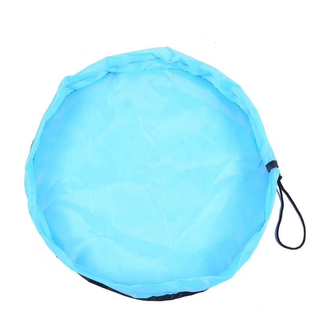 sac rangement pliable bleu rose moderne ø150cm ø50cm tissu uni opaque multifonctionnel salon