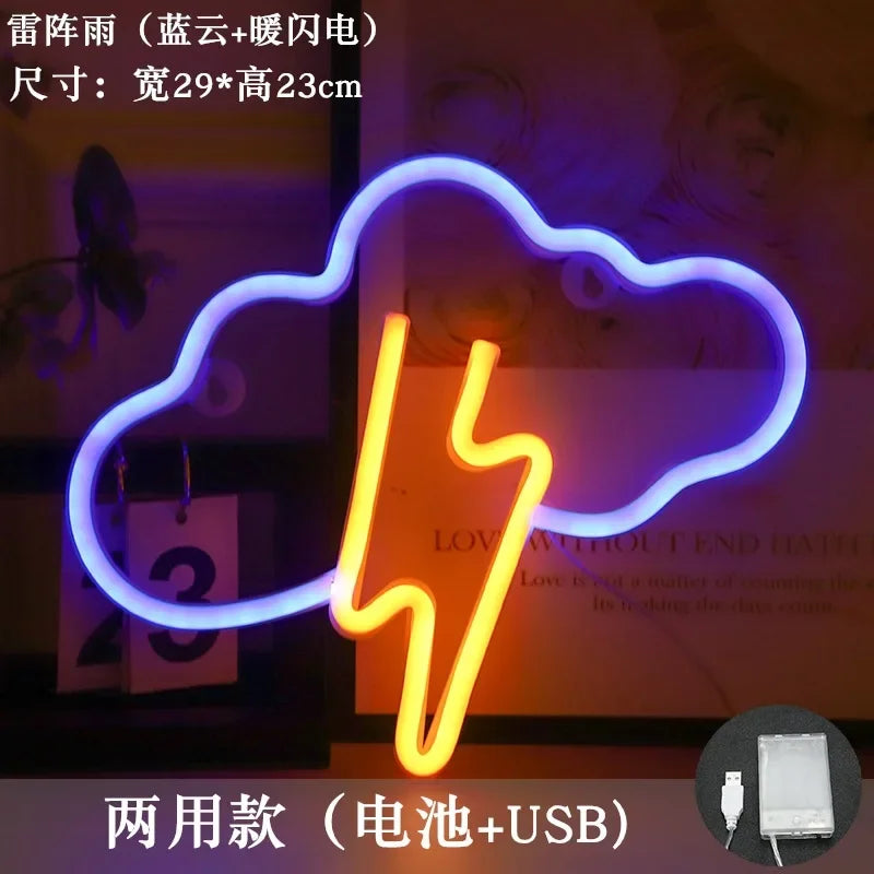 décoration murale néon arc ciel nuages moderne veilleuse USB LED colorée chambre festive