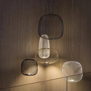 lustre suspension moderne noir doré translucide minimaliste leds
