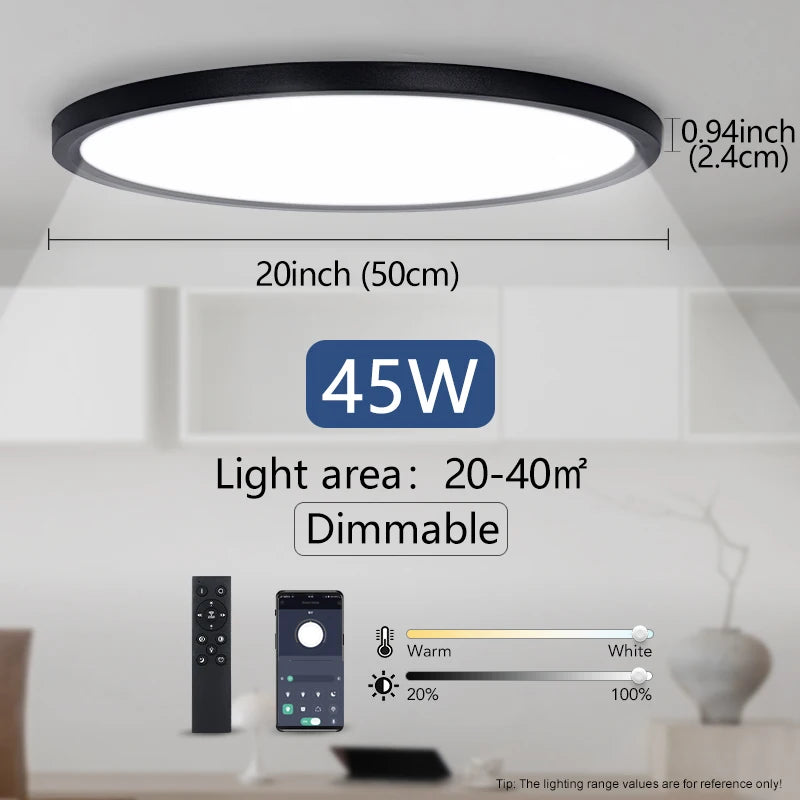 plafonnier led moderne minimaliste noir blanc flux lumineux 2000 82000 télécommande monté surface