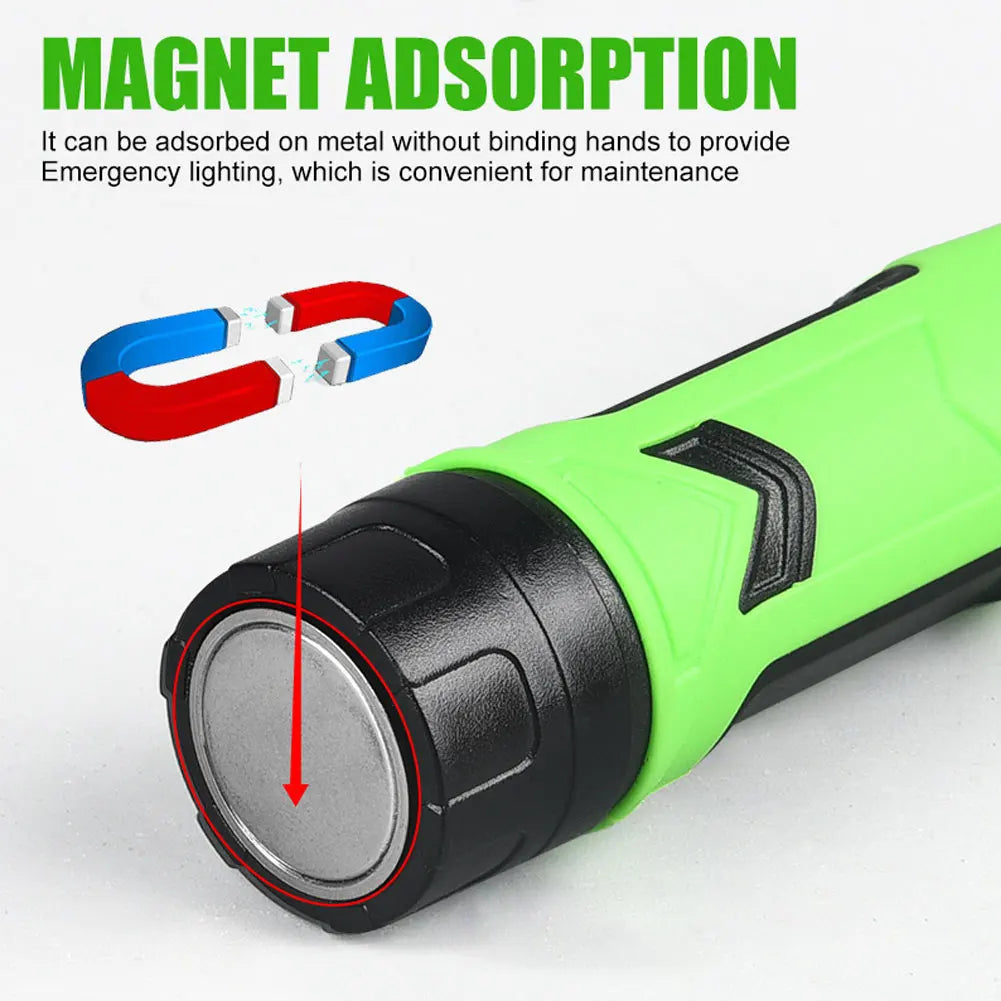 lampe torche rechargeable led vert noir collier boutons moderne pratique