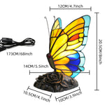 lampe poser tiffany multicolore papillon motifs géométriques opacité interrupteur câble d'alimentation art déco veilleuse