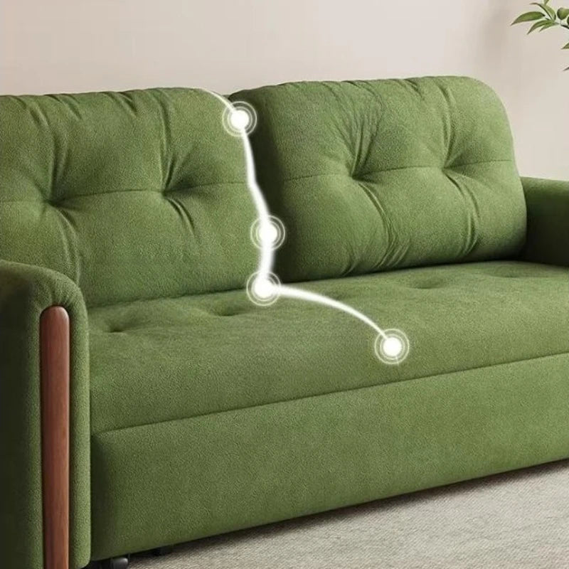canapé lit moderne velours vert coussins minimaliste assemblage facile multifonctionnel salon