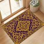 tapis sol moderne violet papillons fleurs bienvenue extérieur résistant polyester