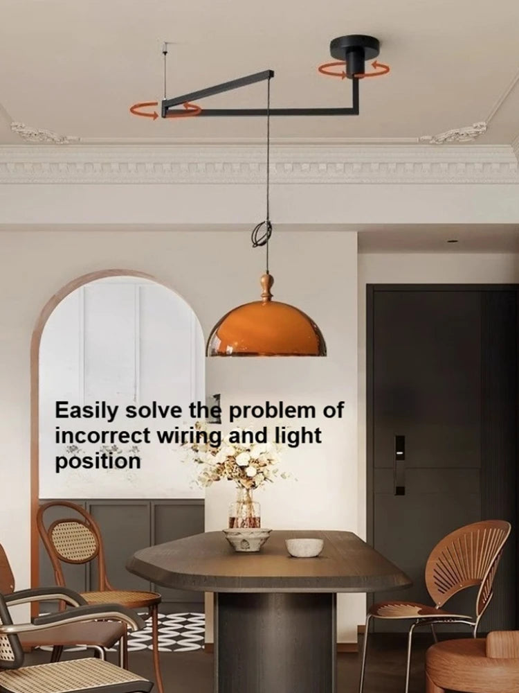 lampe suspendue moderne orange noir acrylique led réglable salon restaurant chambre principal