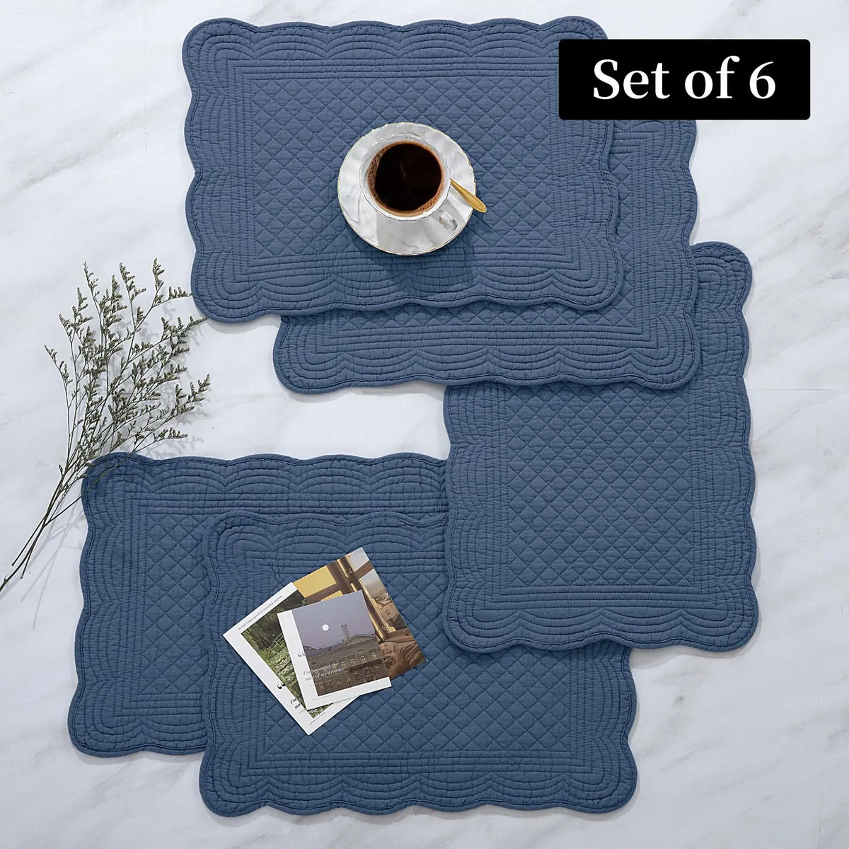 tapis table rectangle bleu marine quilté géométrique respectueux environnement 18x13 inches