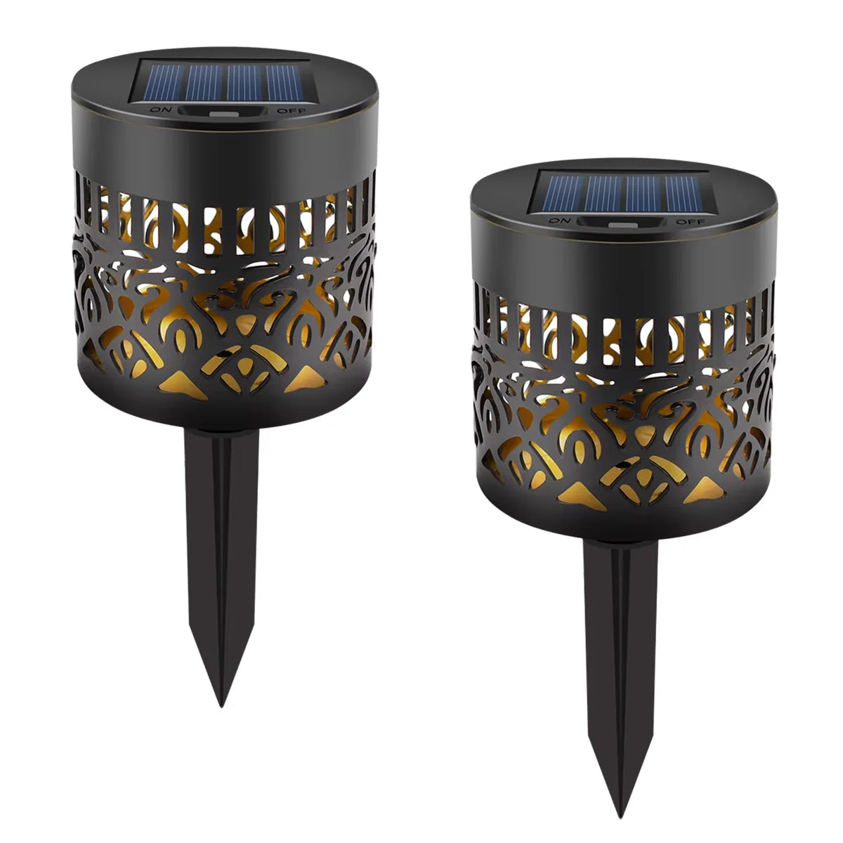 lampe solaire murale moderne motif mandala noir doré ajouré métallique extérieur jardin