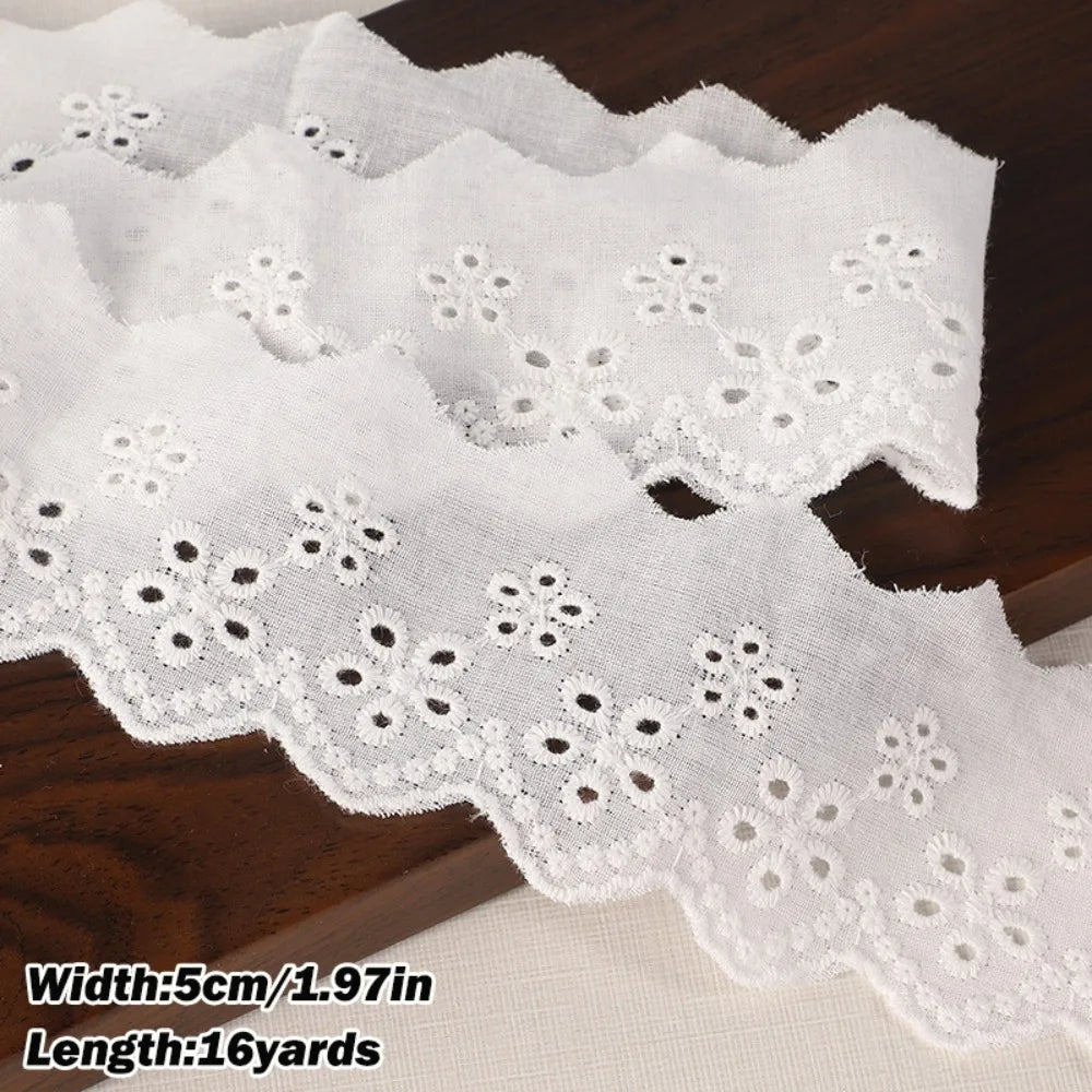 ruban dentelle blanc fleurs brodées 16 yards classique opaque 4cm 5cm 7cm