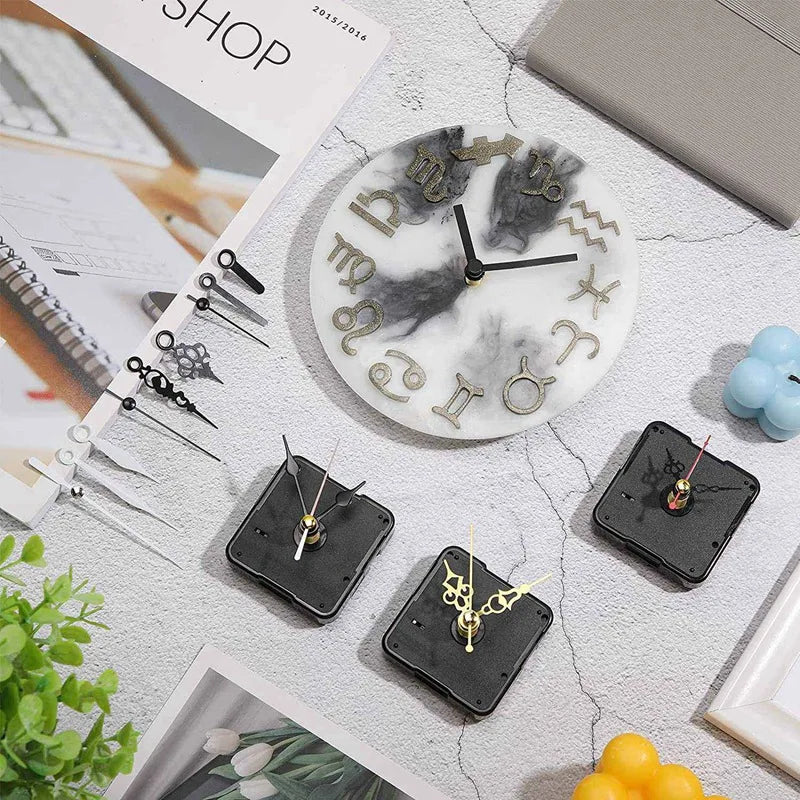 aiguilles horloge variées couleurs or argent noir rouge kit remplacement moteur quartz vis rondelles