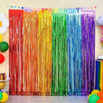 décoration murale rideau franges brillantes couleurs unies fête anniversaire mariage célébration arc ciel carnaval