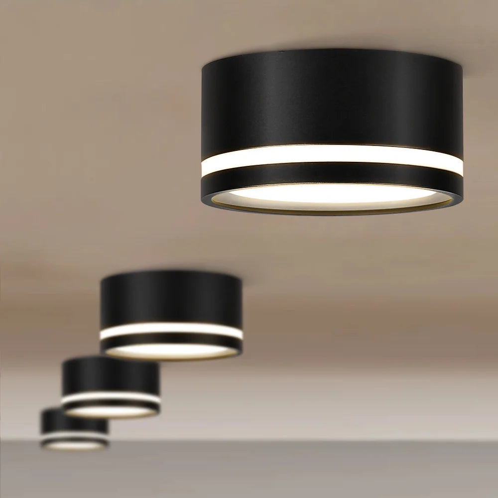 spot led noir moderne vis fixation câble base métal aluminium