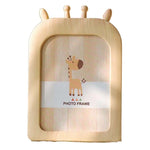 cadres photo décoration animaux tête souris girafe ours aspect bois clair rotatif beige marron