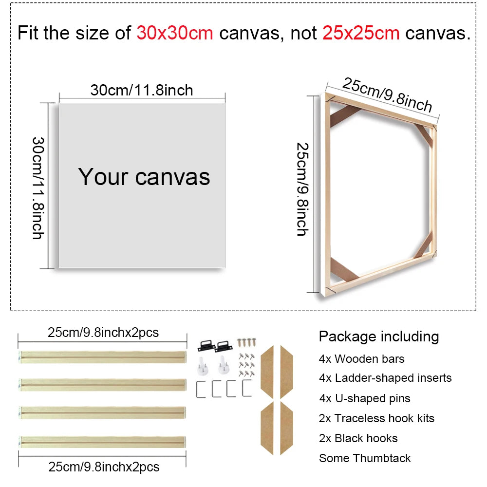 cadres bois peintures moderne barres ruban adhésif inserts pinces kit crochets