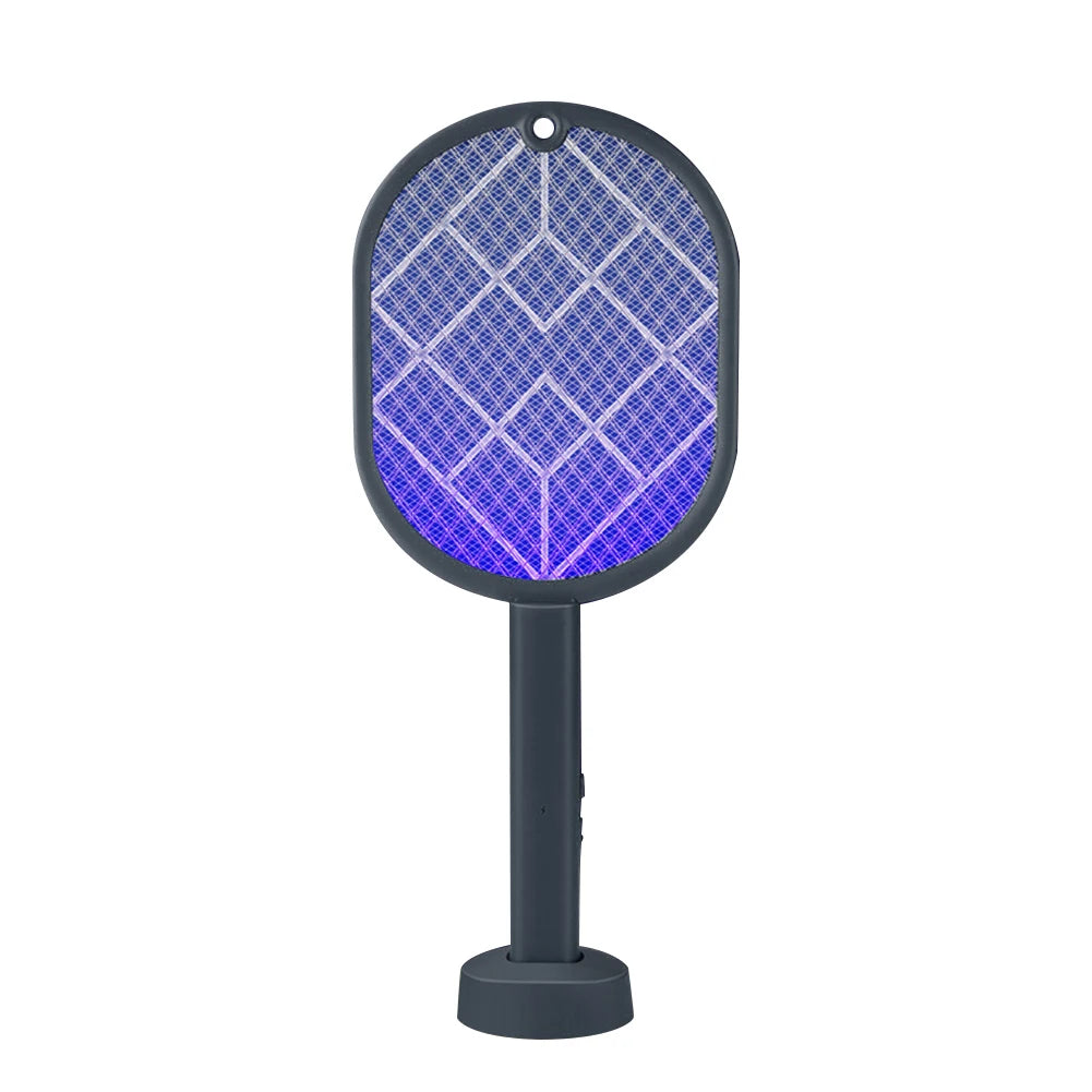 raquette électrique anti moustiques gris violet surface rotative moderne rechargeable fly swatter zapper