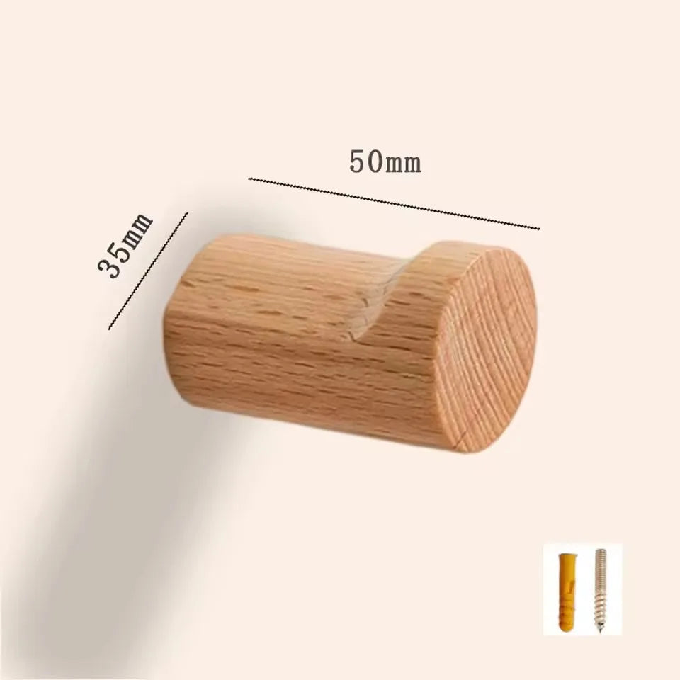 crochet mural bois naturel pièces moderne minimaliste boucle métallique