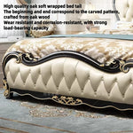 lit double bois classique beige doré tête lit tuftée chambre