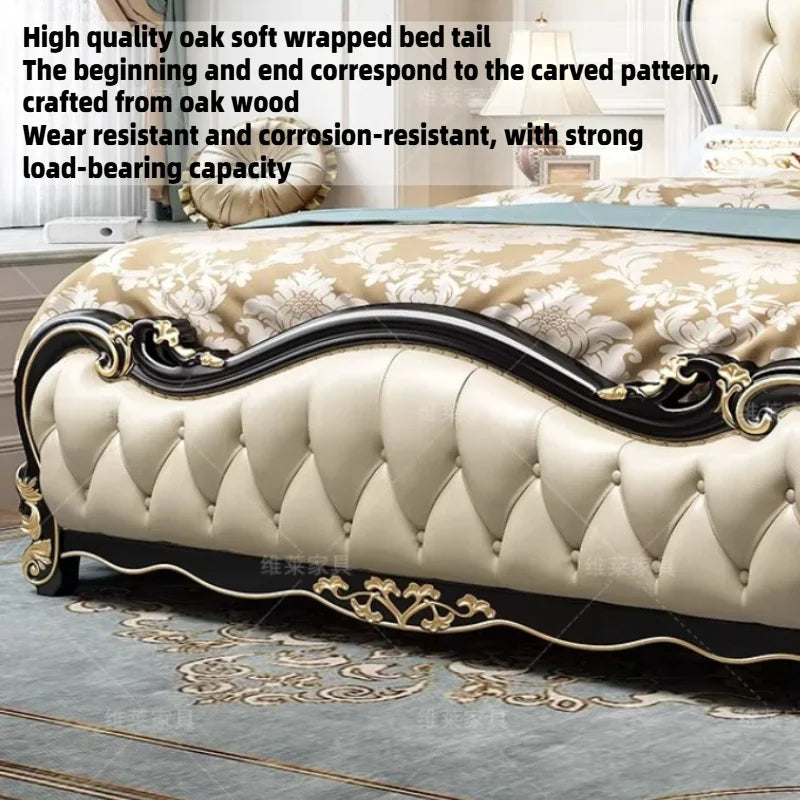 lit double bois classique beige doré tête lit tuftée chambre