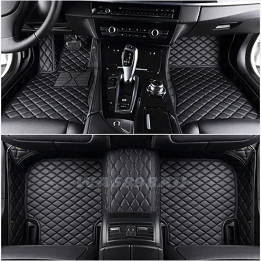 tapis sol voiture cuir noir marron moderne élégant losanges fibres naturelles résistants salissures