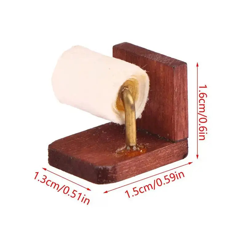 porte rouleau papier toilette miniature classique marron blanc texture bois résine adhésif salle bain