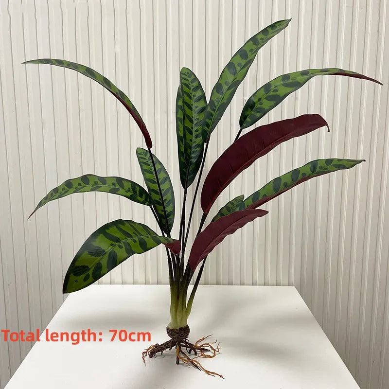 décoration murale moderne plante artificielle feuilles vertes racines apparentes salon chambre coucherextérieur