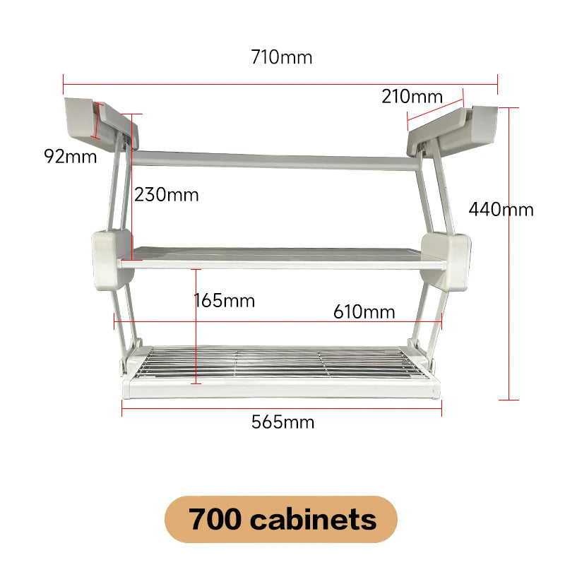 étagère pliable aluminium gris moderne clips rangement cuisine multiple utilisation 400mm 900mm blanc