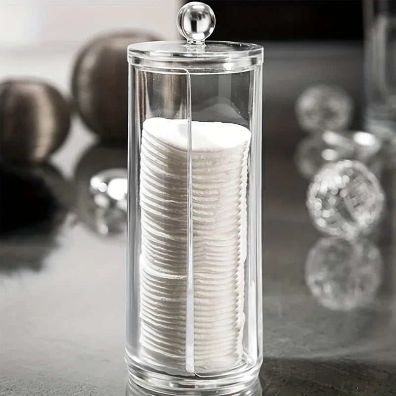 organiseur transparent moderne pot coton tiges rangement réutilisable plastique minimaliste