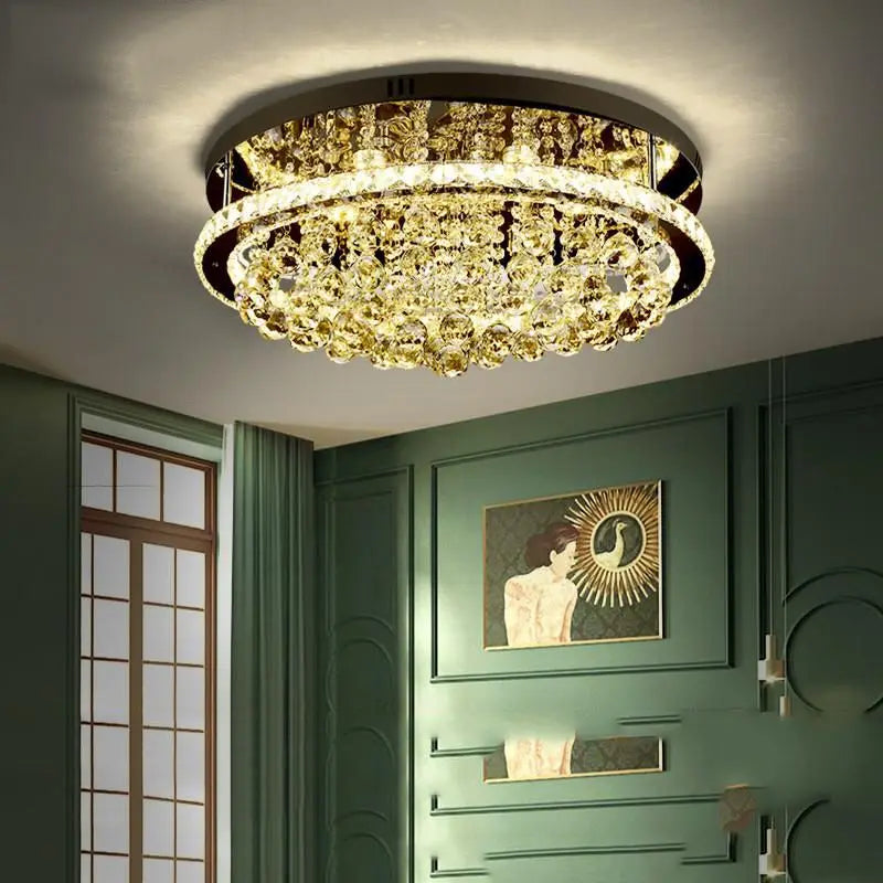 plafonnier moderne cristal doré led acier inoxydable 4000k 3000k 6000k neutral warm