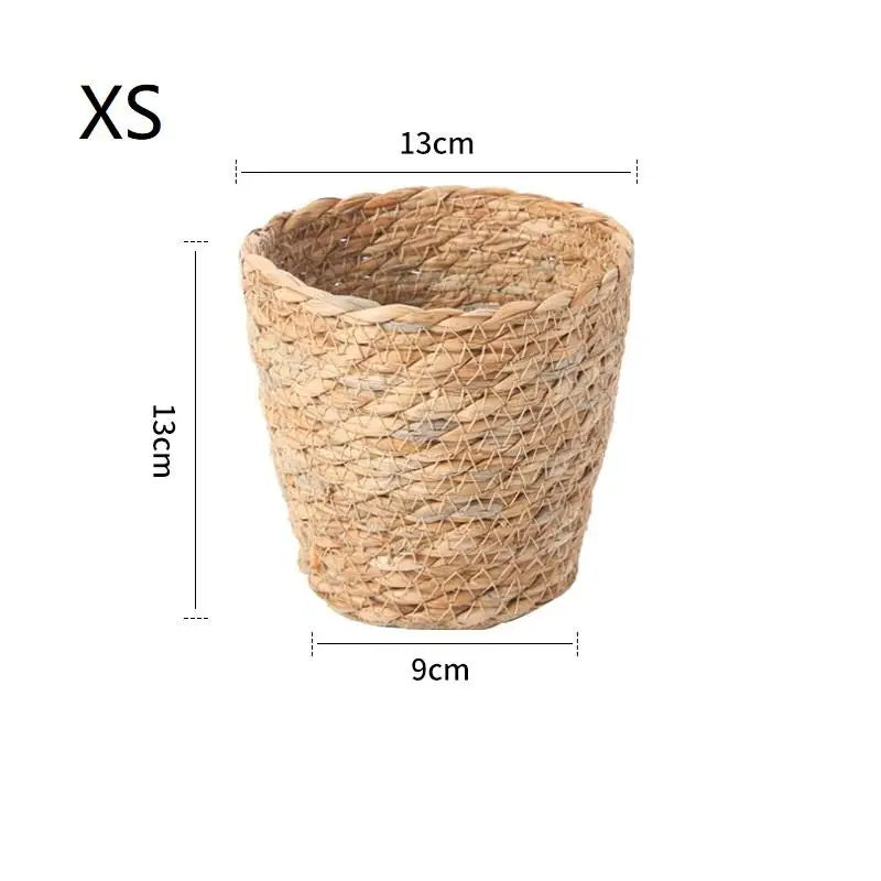 paniers rotin tressé rustique taille grande moyenne petite naturel decoration jardin terrasse