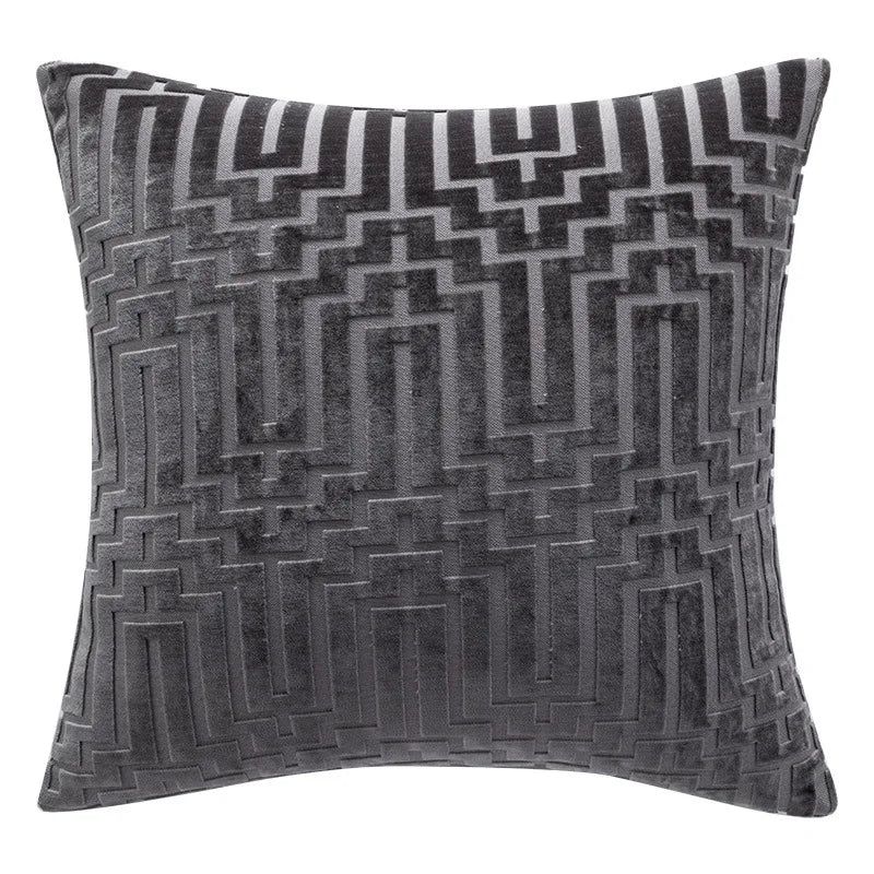 housse coussin géométrique velours moderne turquoise blanc orange violet noir 45x45cm