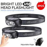 lampe frontale led rechargeable capteur mouvement sensoriel ceinture ajustable mode haut moyen bas đèn
