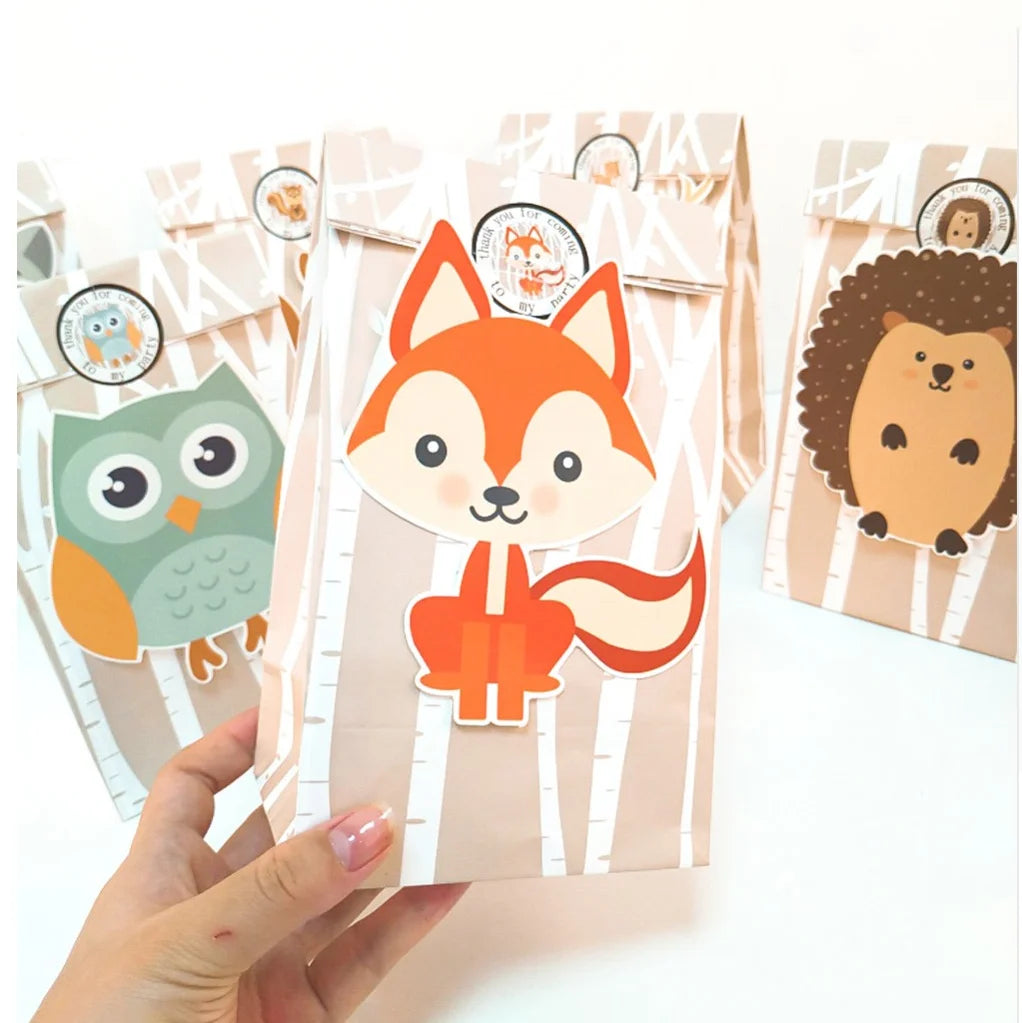 Sacs cadeaux pliables avec lion girafe singe
