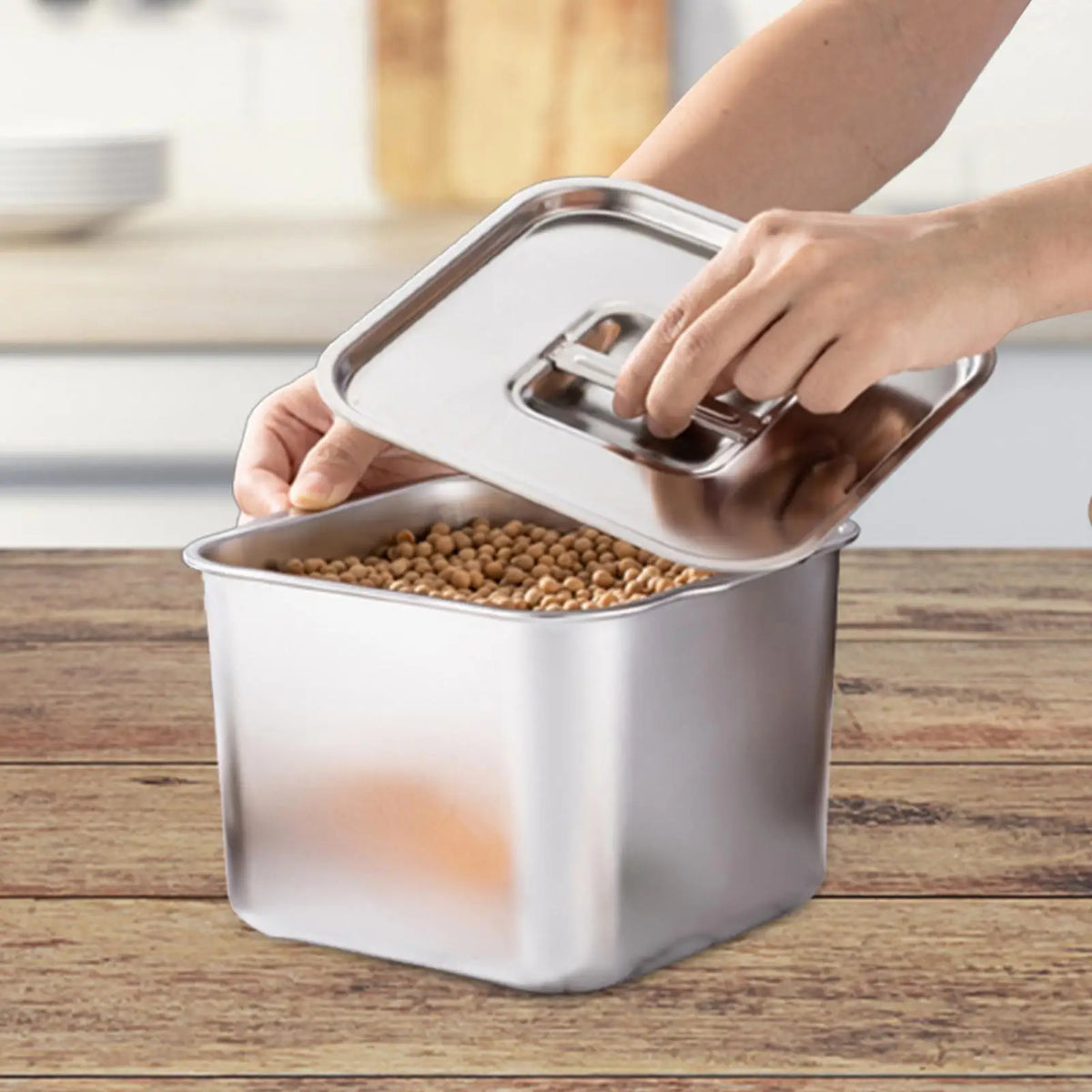 boîte rangement acier inoxydable 18cm poignée moderne épices condiments stockage cuisine