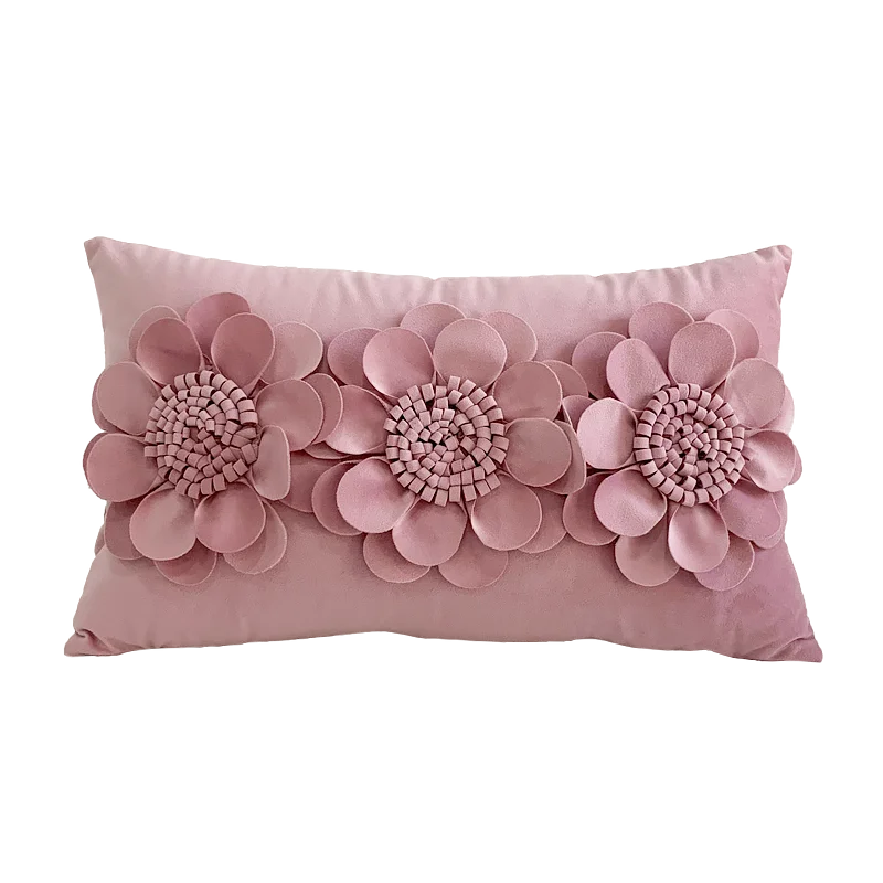 coussin velours moderne motif fleurs relief jaune gris rose blanc décoration intérieure sofa chaise