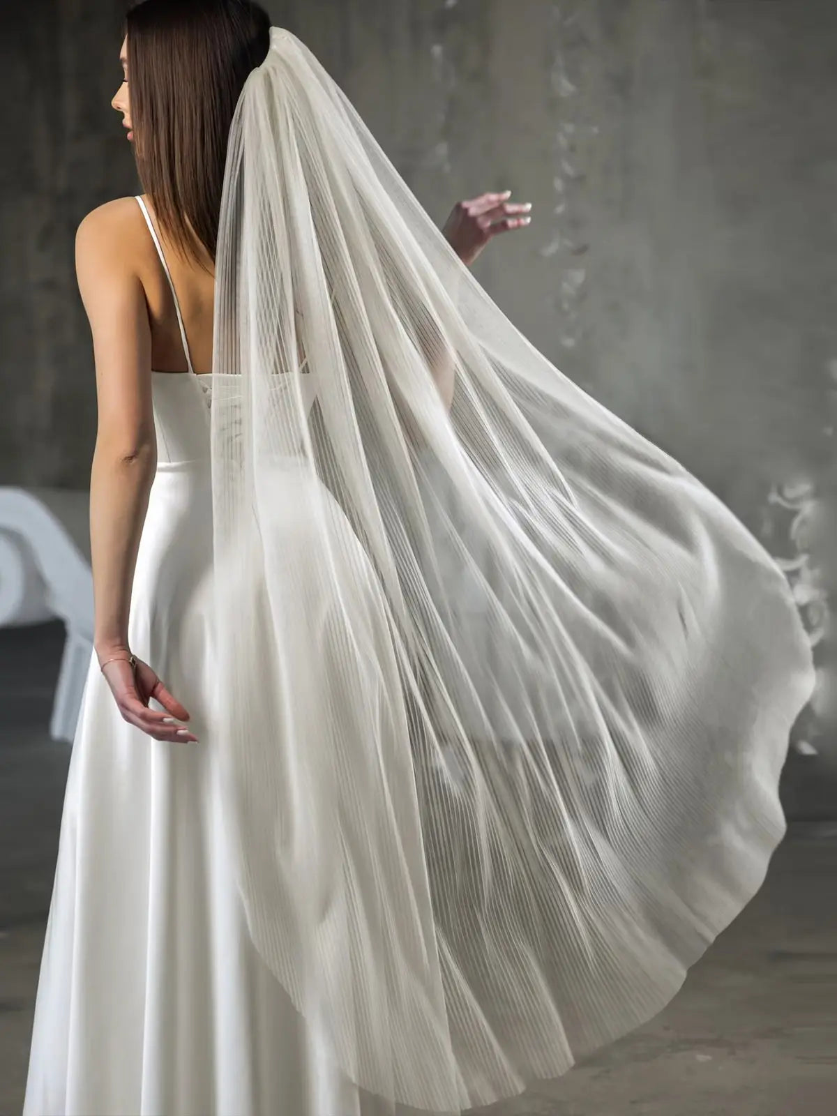 voile mariée blanc rayures fines bord coupé classique polyester off white waltz translucent
