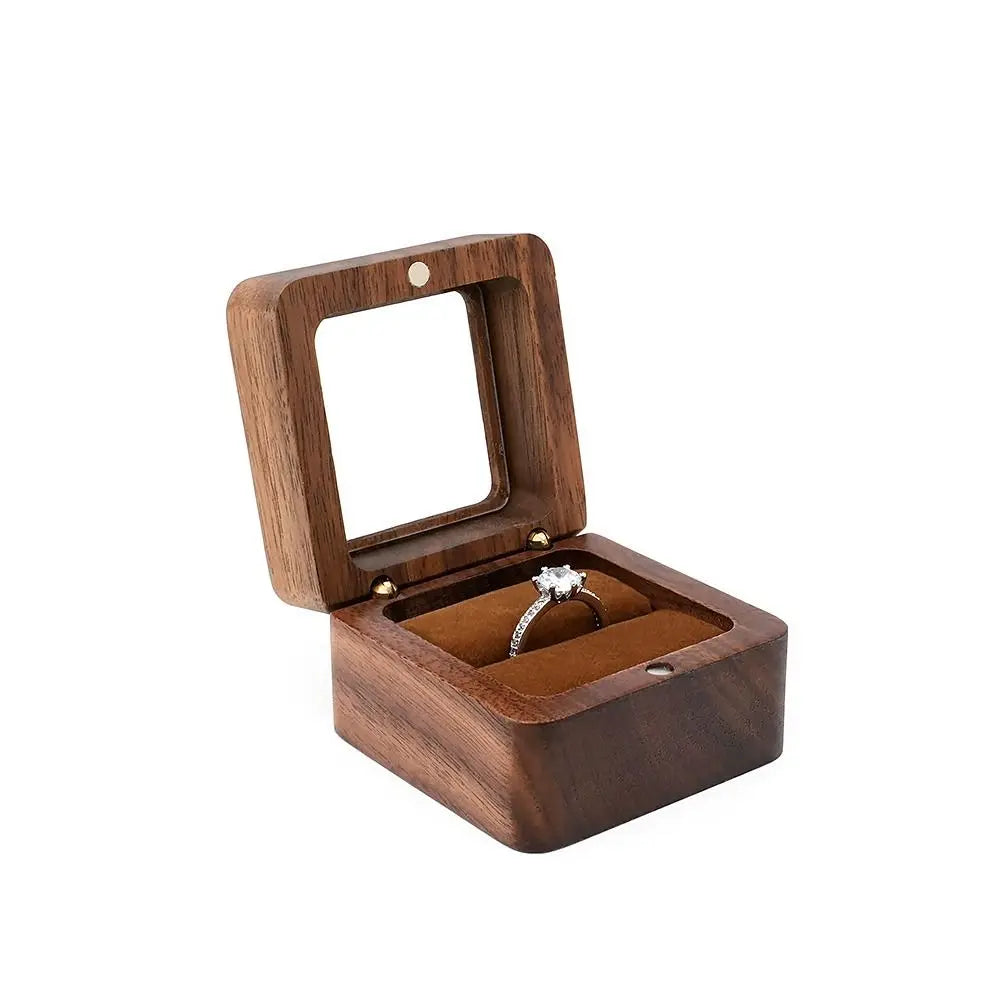 boîtes bijoux bois foncé coffret rangement vis classique minimaliste couple présentoir matrimoniaux