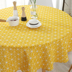 nappe ronde lin géométrique jaune blanc moderne table dîner mariage fête