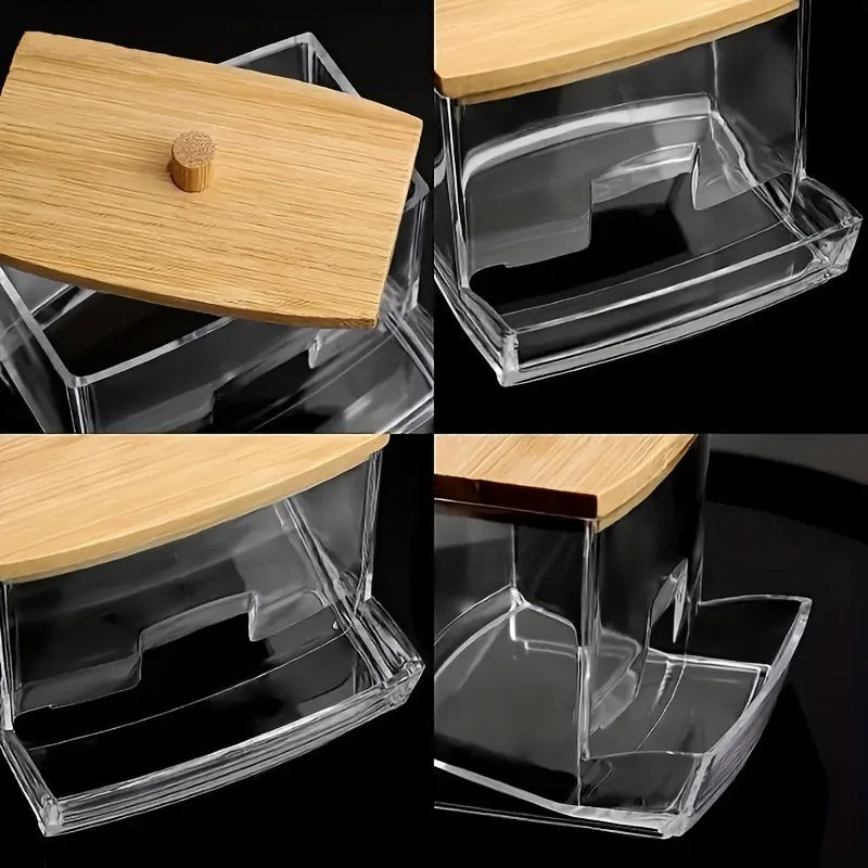 boîtes rangement cosmétiques réutilisables transparentes couvercle sphérique moderne minimaliste coton tige disques coton tampons
